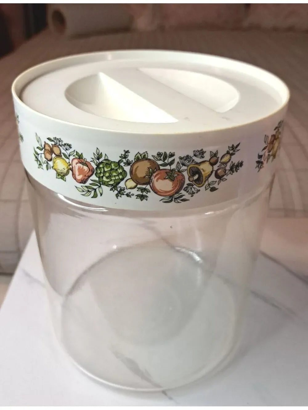 Vintage 1970's Pyrex Corning Spice of Life Store 'n See Glass Canister 7.5